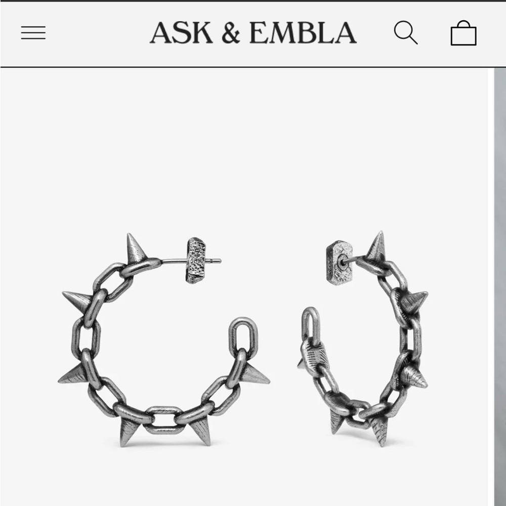ASK & EMBLA Silver Spike Hoop Earrings